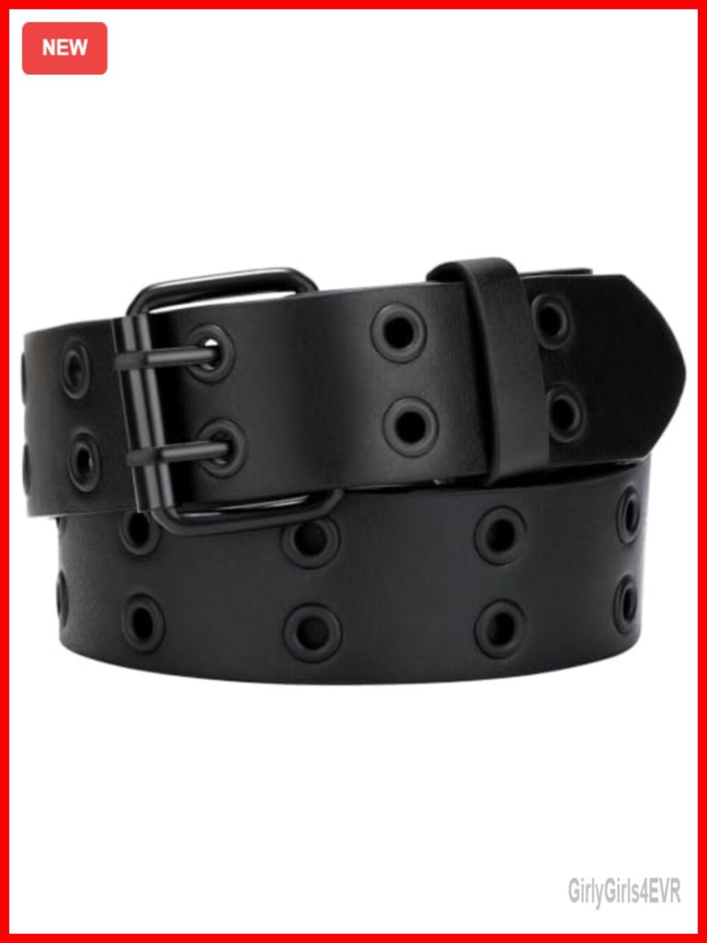 Faux Leather Double Grommet Studded Belt Punk Emo Gothic Accessory